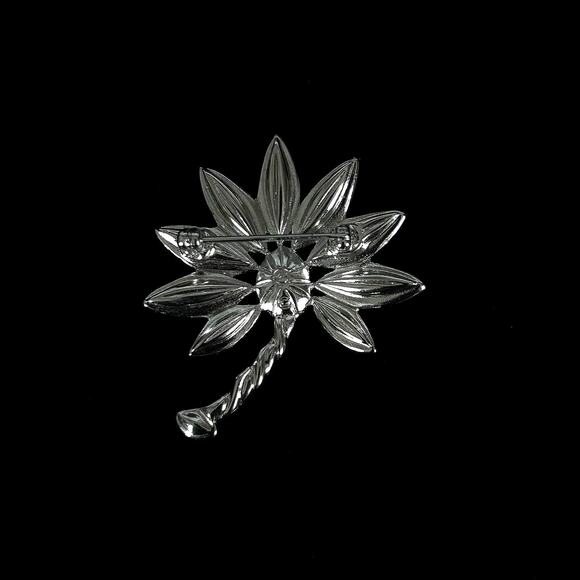 Swarovski Silver Tone Pink and Purple Flower 2 inch Brooch Pin - Picture 2 of 6